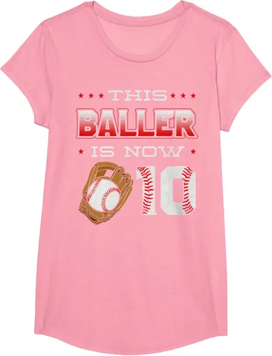 Vista 75 de This Baller Is Now 10 - Camiseta de béisbol para fiesta temática de cumpleaños número 10, Negro