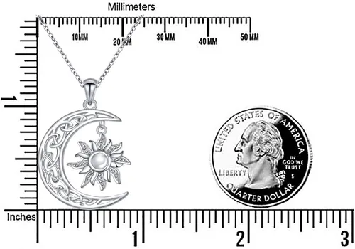 Vista 6 de FLYOW Collar con colgante de luna creciente de plata de ley S925 para mujeres adolescentes niñas regalo de cumpleaños