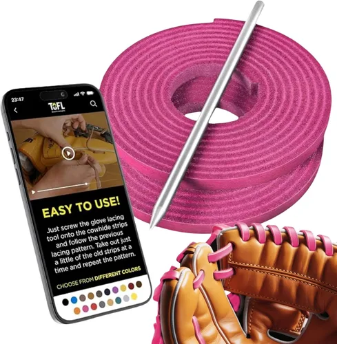 Vista 16 de TOFL Kit de encaje para guantes de sóftbol y béisbol Kit de reparación de cordones de guante de encaje 2 cordones de cuero con aguja de cordones