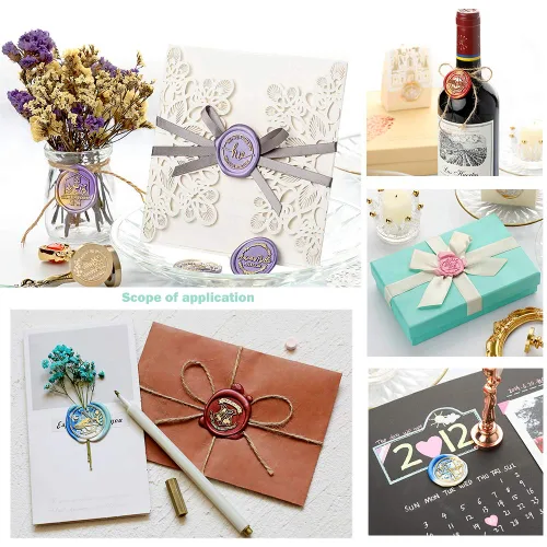 Vista 6 de Cuentas de cera de sellado, cuentas de cera de sellado octagonal BITEYI para sellos de cera, letras de sellado e invitación de boda vintage, 15