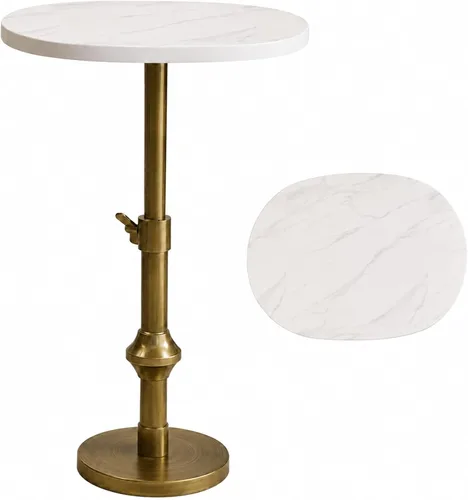 Vista 8 de WHGBJA - Mesa auxiliar ajustable con pedestal de mármol sintético, 12 x 30 pulgadas