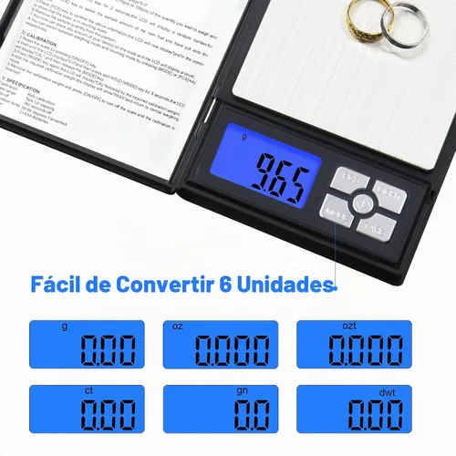 Vista 2 de UNIWIGH - Báscula digital de bolsillo de 0.00 oz de precisión, 17.64 oz de alta precisión, peso digital de cocina gramo y oz para alimentos, joyas