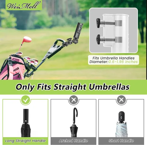 Vista 3 de Soporte de paraguas de carrito de golf resistente ajustable en 180° para cochecito, bicicleta, silla de ruedas, silla de ruedas, silla de playa