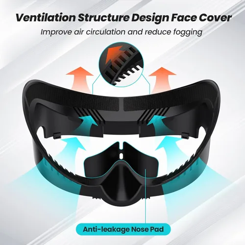 Vista 5 de Face Pad Compatible with Meta Quest 3, Facial Interface Foam Cushion Replacement, Anti-Leakage Light Nose Pad Face Cover Compatible with Oculus