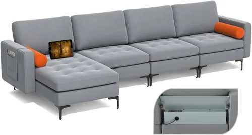 Vista 31 de Giantex Sofá individual, silla decorativa, sillón con cojín cómodo, bolsillos para revistas, sala de estar, silla de ocio tapizada para dormitorio