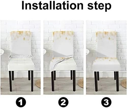 Vista 122 de CAPSCEOLL Christmas Dining Chair Covers,Snowflakes Festive Winter Pattern Stretch Chair Covers for Dining Room Set of 2 Washable Spandex Parson