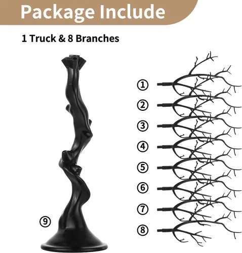 Vista 6 de NUPTIO Árbol Artificial Negro de Halloween: 22.8 pulgadas de Alto Exhibidor de Ornamentos Navideños Árboles Falsos Manzanita Ramas Decorativas