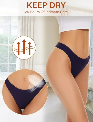 Vista 7 de Sunm Boutique Tangas sin costuras para mujer, tangas invisibles, de nailon, elásticas, ropa