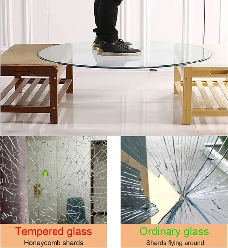 Vista 4 de WORDFUN Mesa redonda de mármol, 14-40 pulgadas, resistente al calor, cubierta de mesa de comedor de cristal, almohadillas antideslizantes de goma