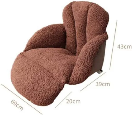 Vista 3 de Silla de oficina en casa, cojín para respaldo de cintura, cojín para asiento de coche, reclinable, lana de cordero cálida, cojín largo para adultos