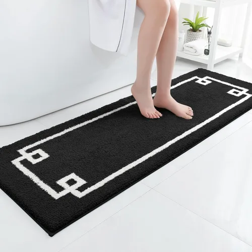 Vista 15 de HOMEIDEAS Alfombra de baño, suave y absorbente de agua, alfombra de microfibra de felpa esponjosa antideslizante para bañera y ducha