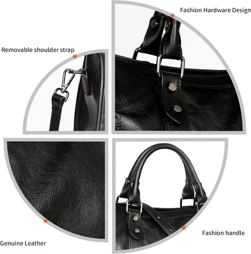 Vista 4 de Iswee Bolso de mano para mujer, bolso de hombro genuino, bolsos de cuero Hobo, bolsos cruzados, bolso vintage