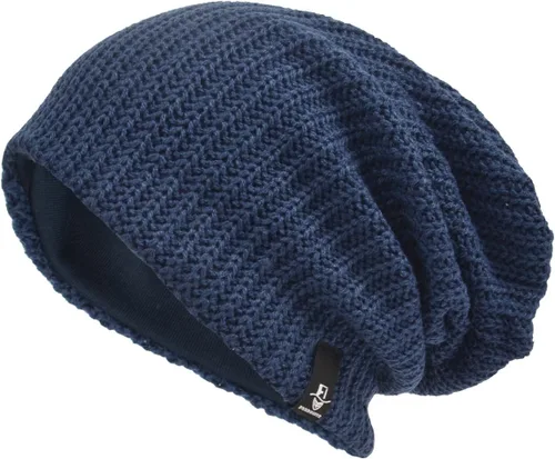 Vista 6 de VECRY Gorro de punto holgado para hombre, diseño de cráneo, largo y holgado, hip-hop, para invierno y verano, B305 B305-negro