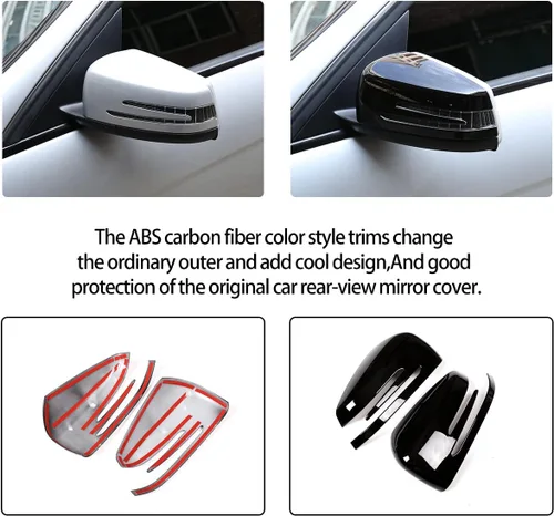 Vista 6 de Para Mercedes Benz A CLA GLA GLK Class W176 W117 X156 X204 2014-2017 piano negro retrovisor lateral cubierta de espejo