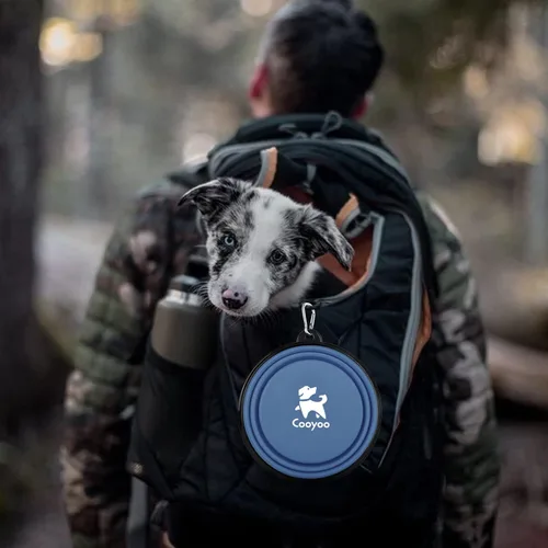 Vista 92 de COOYOO Cuenco plegable para perros, paquete de 2 cuencos plegables para agua para perros y gatos, plato portátil para alimentación de mascotas