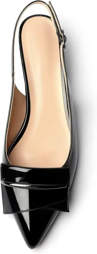 Vista 3 de Zamikoo Zapatos de tacón bajo de 1.4 pulgadas para mujer, tacón bajo con hebilla, lazo puntiagudo, zapatos de vestir de moda para fiestas, bodas