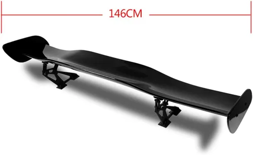 Vista 4 de Q1-TECH, Alerón de maletero ajustable pintado negro brillante con kit de accesorios, alerón de maletero ajustable tipo 1 pintado negro ABS GT