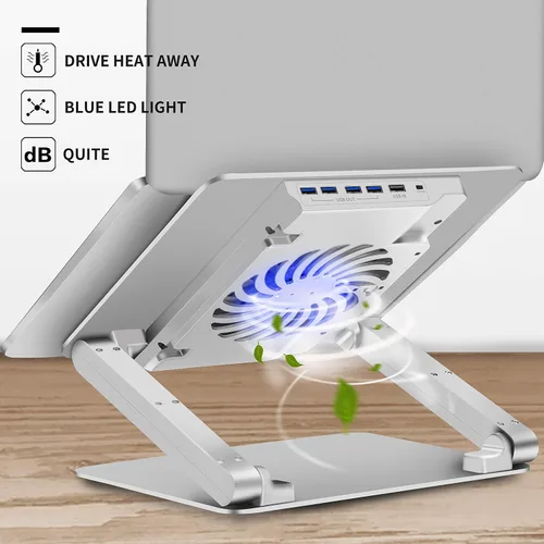 Vista 3 de SOUNDANCE Almohadilla de refrigeración para laptop con ventilador de bajo ruido y concentradores USB 3.0, enfriador ventilado para laptop que evita