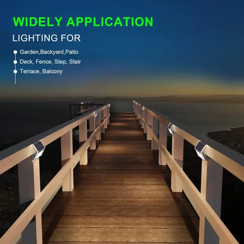 Vista 6 de Luces solares de cubierta brillante 3 luces LED de escalera impermeables para valla de acero inoxidable al aire libre lámpara solar para patio