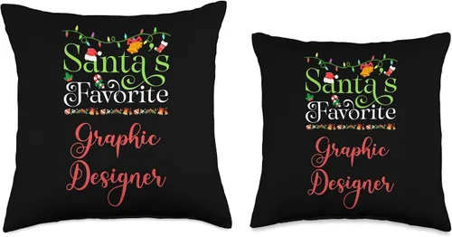 Vista 3 de Santa's Worker Holiday Threads Santas Favorite Graphic Designer Holiday Top Elf Profession Throw Pillow, 18x18, Multicolor