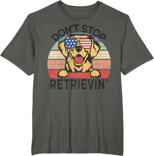 Vista 3 de Golden Retriever Dog Don't Stop Retrievin' Camiseta, Gris