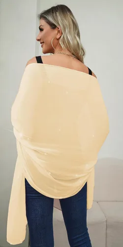 Vista 3 de REEMONDE Chales para mujer, chales de gasa brillante, hiyab, bufanda, pareo nupcial de boda, chales para vestidos de noche