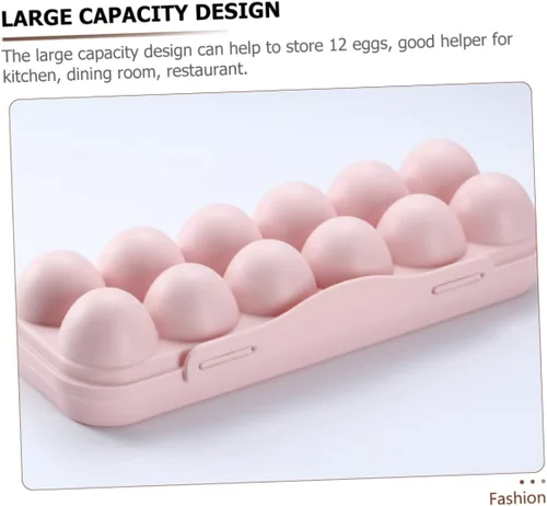 Vista 4 de Zerodeko Caja de huevos de pollo anticolisión con tapa, rosa, paquete de 2, plástico