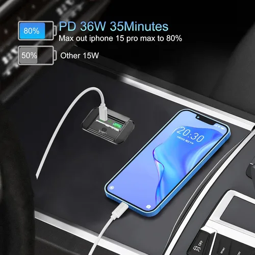 Vista 2 de Vadaxx - 2 tomas de corriente USB de 12 V RV con interruptor de alimentación, 54 W Dual PD3.0 Tipo-C y carga rápida QC3.0 USB-A Panel de montaje