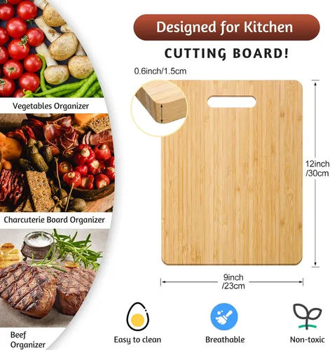 Vista 2 de Patelai 12 tablas de cortar de bambú gruesas para cortar madera a granel, manualidades sin terminar, para servir charcuterías, para bricolaje, boda