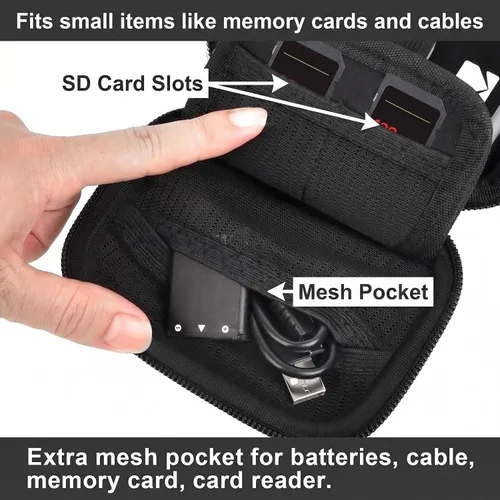 Vista 5 de Funda para cámara digital KODAK PIXPRO FZ55/FZ45/FZ53/FZ43 de 16 MP, bolsa de almacenamiento de viaje con bolsillo de malla para baterías, cables