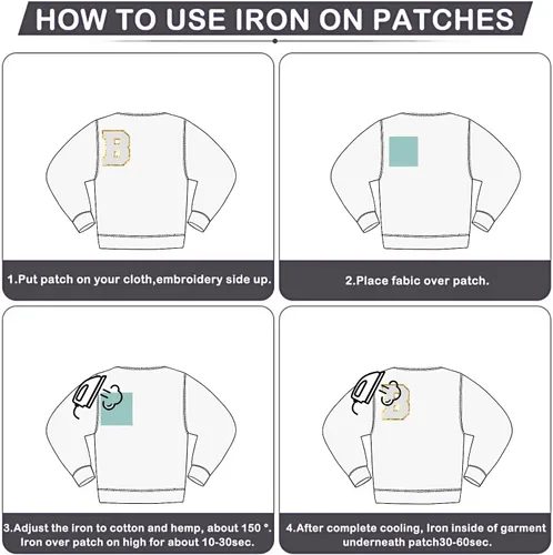 Vista 6 de Kare & Kind Parches de letras termo-adhesivas – Parches bordados de felpilla del alfabeto A-Z – Para coser o planchar para ropa, camisas, uniformes