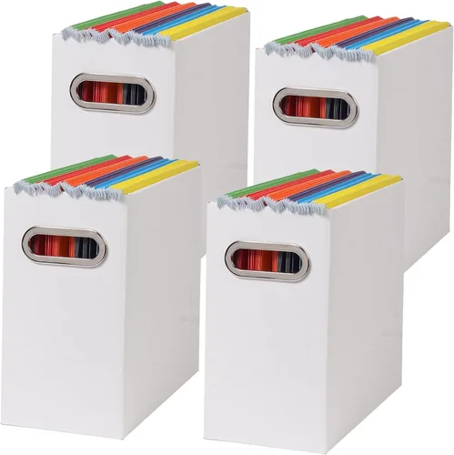 Vista 8 de Caja organizadora de archivos plegable con asa, 12.20 x 5.11 x 9.84 pulgadas, organizador de archivos para el hogar u oficina, pequeña caja de Negro