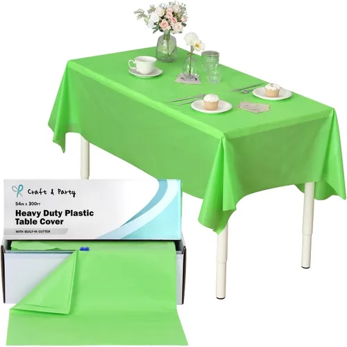 Vista 61 de Rollo de plástico para cubierta de mesa color verde manzana, 40 pulgadas x 100 pies, rollo de plástico resistente para cubierta de mesa de banquetes