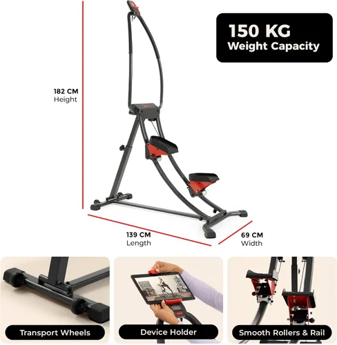 Vista 7 de Sunny Health & Fitness Escalador de escaleras para el hogar, escalador plegable inteligente SunnyFit App Connection, Long Stride Length, Home Gym