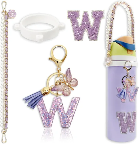 Vista 49 de Letter Handle Strap Accessories with Cute Initial Charm Compatible with Owala Water Bottle 24oz 32oz 40oz Owala Kids