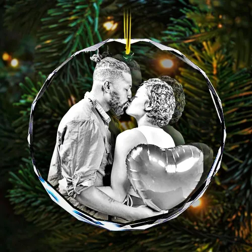 Vista 3 de Adorno de cristal 2D, grabado con láser 3D, imagen de regalo de cumpleaños memorable, personalizado con tu propia foto para hombres, mujeres, mamá