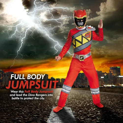 Vista 6 de Power Rangers Dino Charge - Disfraz infantil clásico rojo