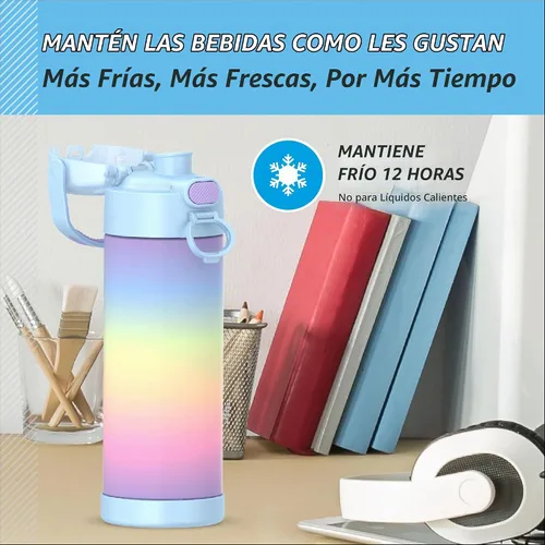 Vista 6 de THERMOS FUNTAINER Botella de agua con boquilla, 16 onzas, nube arcoíris