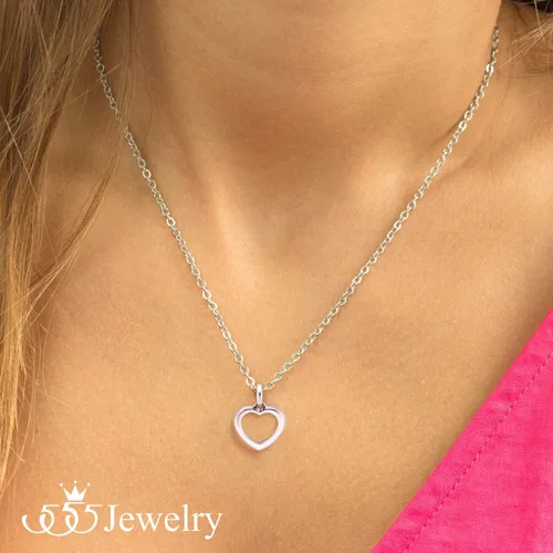 Vista 4 de 555Jewelry Collar con colgante romántico de corazón pequeño de acero inoxidable para mujer