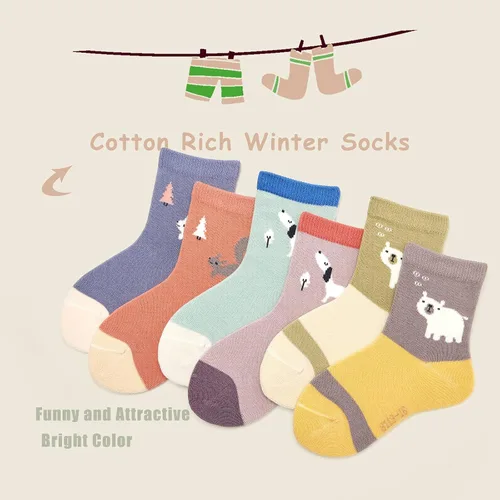 Vista 38 de Aisyee Calcetines de algodón para niños, calcetines sin costuras para niños, calcetines coloridos de cuarto de punto, paquete de 6