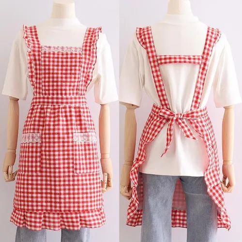 Vista 2 de Bonito delantal para mujer con bolsillos, delantal clásico vintage, delantal de cocina de 34 x 27 pulgadas, perfecto para cafetería, hornear, cocinar