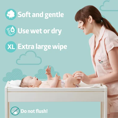 Vista 3 de Medline Babysoft - Paños de limpieza en seco desechables para pieles sensibles, (caja de 500)