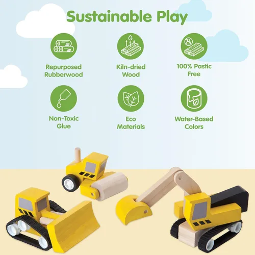 Vista 3 de PlanToys® Juego de construcción de carreteras Montessori Imaginative Kids coches de juguete, pista de coche de juguete, niñas, niños, coordinación
