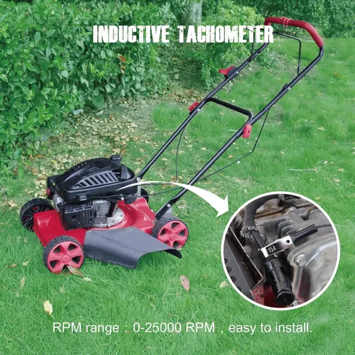 Vista 3 de Yooreal Tacómetro digital, medidor de RPM con clip para cortacésped de empuje, generador de automóvil, compresor, motosierra, motosierra