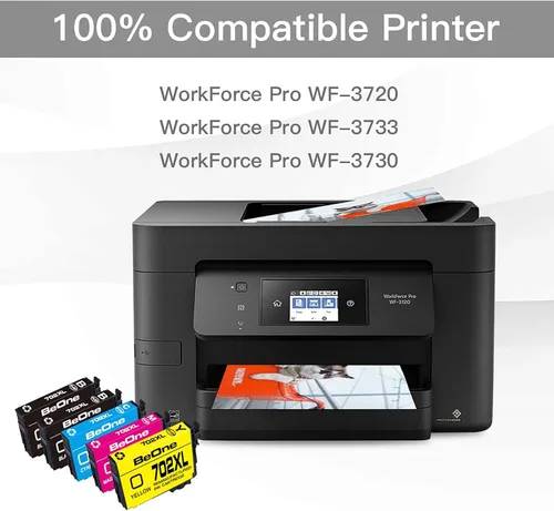 Vista 2 de 702 702XL Cartuchos de tinta remanufacturados de repuesto para impresora Epson 702 XL T702 T702XL para usar con impresora Workforce Pro WF-3720