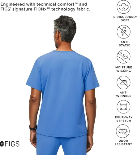 Vista 3 de Camiseta quirúrgica Figs Leon, de dos bolsillos, a medida, súper suave, antiarrugas, para hombre