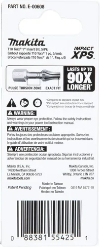 Vista 4 de Makita E-00608 Impact XPS™ T10 Torx 1" Broca de inserción, 5/pk