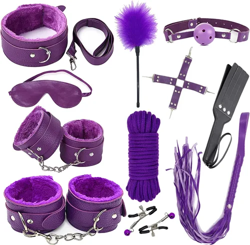 Vista 8 de Juego de cuero para ciegas de sujeción sexual para mujeres, kit de bondage esposas sexuales, vendados y esposas para juegos sexuales, cuerda