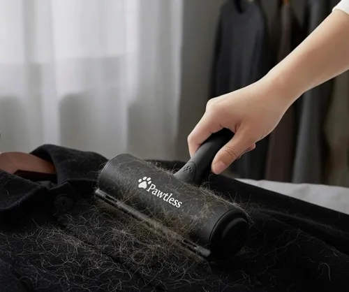 Vista 6 de Removedor de pelo de mascotas negro – Removedor de pelo reutilizable de perros y gatos para muebles, ropa, alfombras, interiores de coche, rodillo