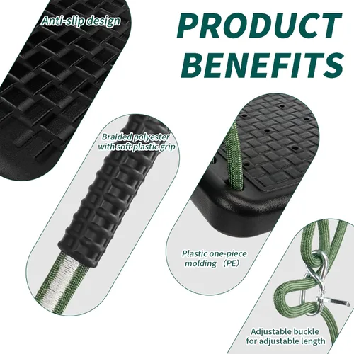 Vista 2 de Asiento de columpio resistente, columpio de árbol para niños con cuerda ajustable, correas antideslizantes, juego de accesorios para patio trasero